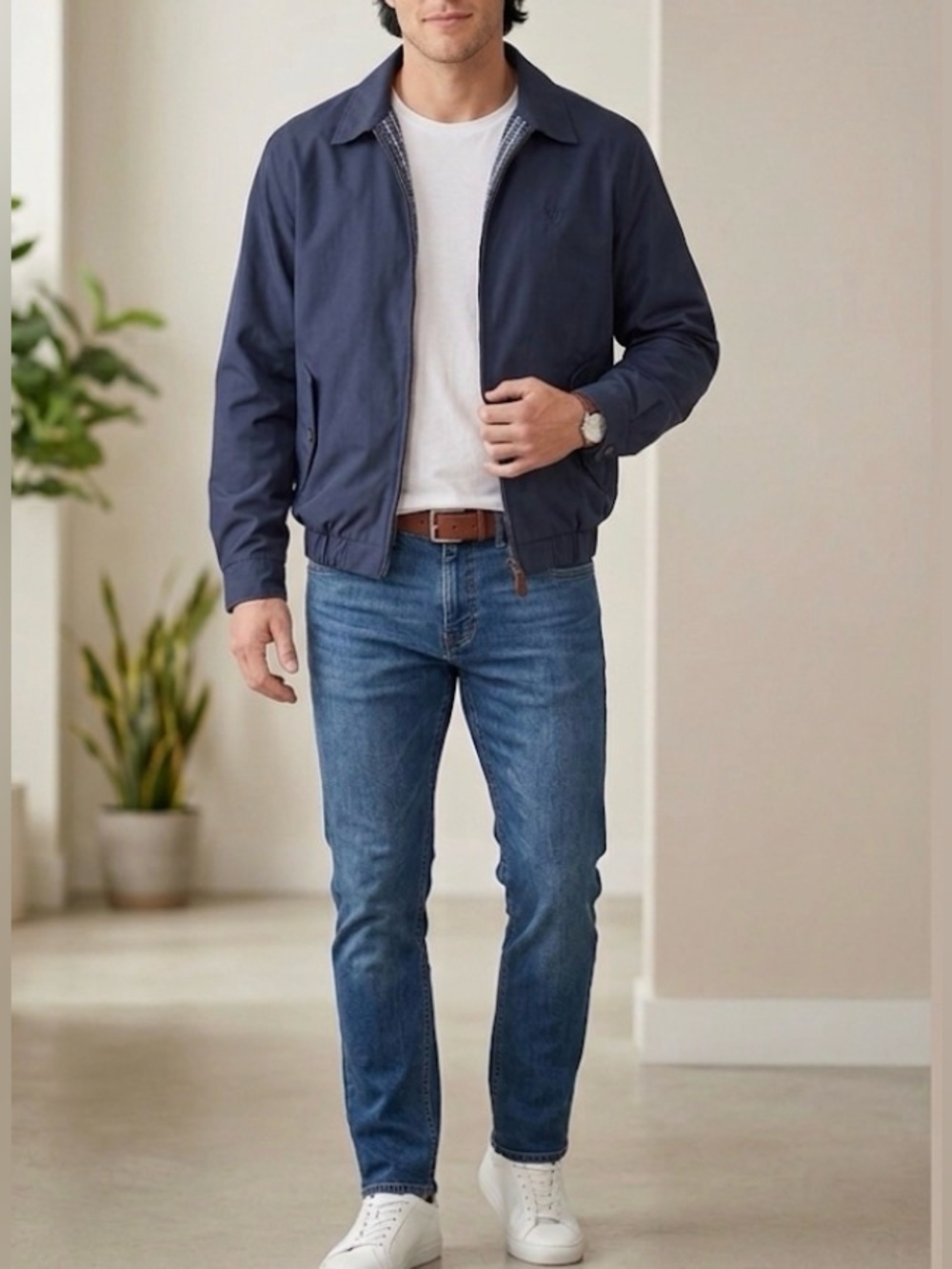 Chaps Navy Classic Fit Full Zip Lined Jacket Size XL